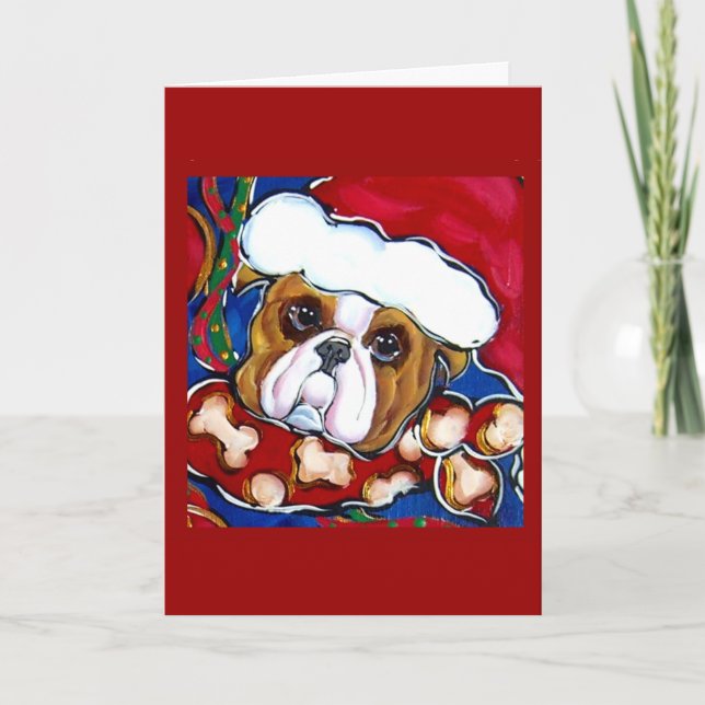 Cartes Pour Fêtes Annuelles Bulldog Père Noël (Devant)
