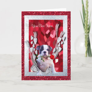 Cartes Pour Fêtes Annuelles Bulldog Puppy Personnaliser It Valentine Version 3