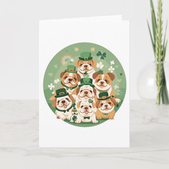 Cartes Pour Fêtes Annuelles Bulldogs anglais de la Saint-Patrick (Devant)