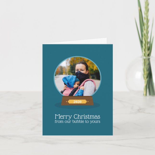 Cartes Pour Fêtes Annuelles Bulle de quarantaine Joyeuse photo de Noël (Devant)