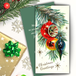 Cartes Pour Fêtes Annuelles Bulles Arbre de Noël Retro vintage Personnalisées