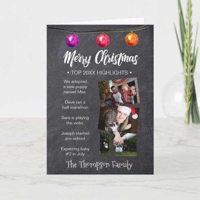 Cartes Pour Fêtes Annuelles Bulletin de Noël personnalisé, photos, art pour en (Devant)