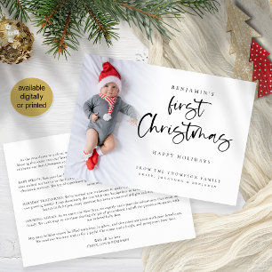 Cartes Pour Fêtes Annuelles Bulletin photo de Noël du bébé