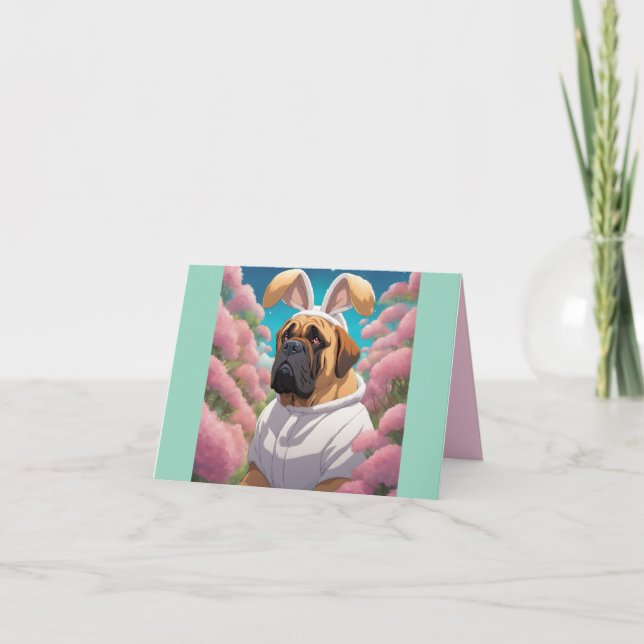 Cartes Pour Fêtes Annuelles Bullmastiff Pâques (Devant)