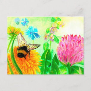 Cartes Pour Fêtes Annuelles Bumblebee sur le pandelion