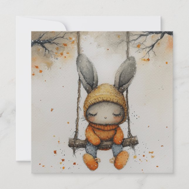 Cartes Pour Fêtes Annuelles Bunnies au coeur : Messages Radieux 🐇 🐰 Digital (Devant)