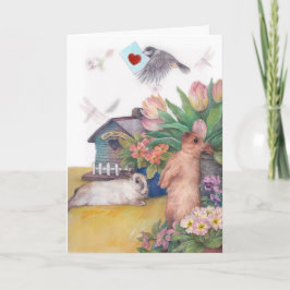 Cartes Pour Fêtes Annuelles Bunnies de Pâques avec livraison spéciale de poule