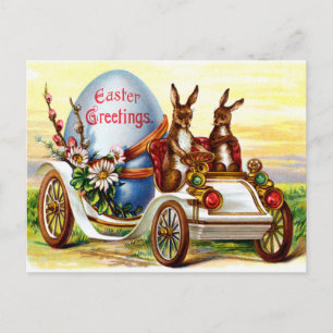 Cartes Pour Fêtes Annuelles Bunnies de Pâques dans l'automobile