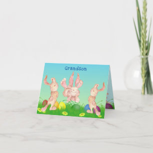 Cartes Pour Fêtes Annuelles Bunnies de Pâques Grandson Jouer Aquarelle Moderne