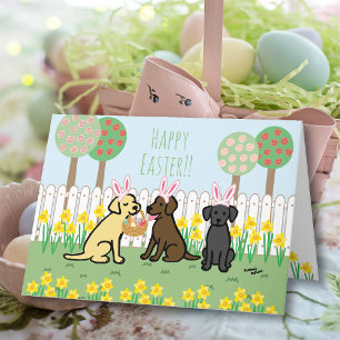 Cartes Pour Fêtes Annuelles Bunnies de Pâques Labrador Garden