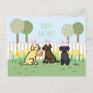 Cartes Pour Fêtes Annuelles Bunnies de Pâques Labrador Garden