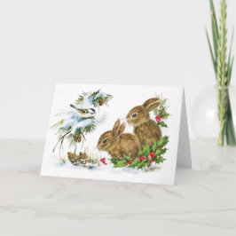 Cartes Pour Fêtes Annuelles Bunnies et oiseaux Profitez de la neige
