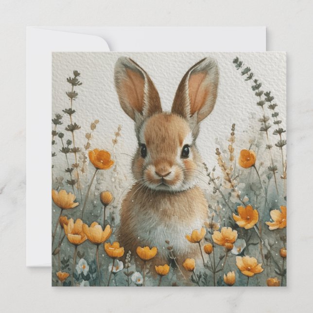 Cartes Pour Fêtes Annuelles Bunnies Whimsical : Notes Joyeuses 🐇 Digital (Devant)