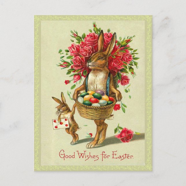 Cartes Pour Fêtes Annuelles Bunny de Pâques de l'État victorien (Devant)