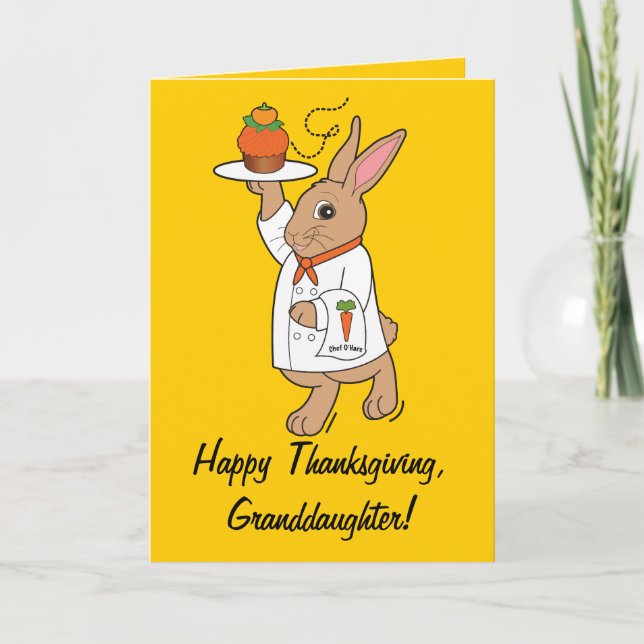 Cartes Pour Fêtes Annuelles Bunny et Cupcake, petite-fille bon thanksgiving (Devant)