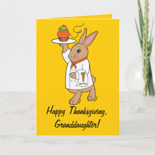 Cartes Pour Fêtes Annuelles Bunny et Cupcake, petite-fille bon thanksgiving