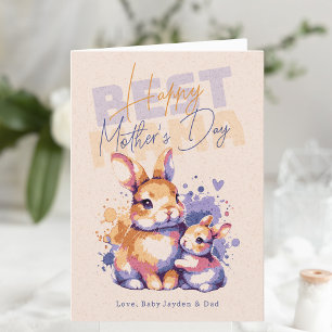 Cartes Pour Fêtes Annuelles Bunny Meilleure Maman Fête des Mères Personnalisée