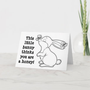 CARTES POUR FÊTES ANNUELLES BUNNY PENSE QUE VOUS ÊTES UN MIEL * FILLE* ANNIVER