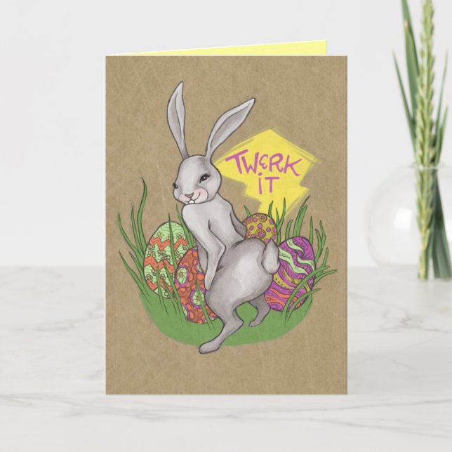 Cartes Pour Fêtes Annuelles Bunny Twerk Pâques (Devant)