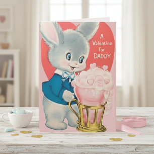 Cartes Pour Fêtes Annuelles Bunny vintage Valentine pour papa Custom Retro