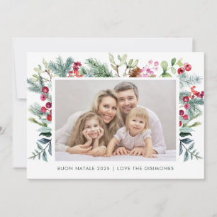 Cartes Pour Fêtes Annuelles Buon Natale Holly Berry Photo
