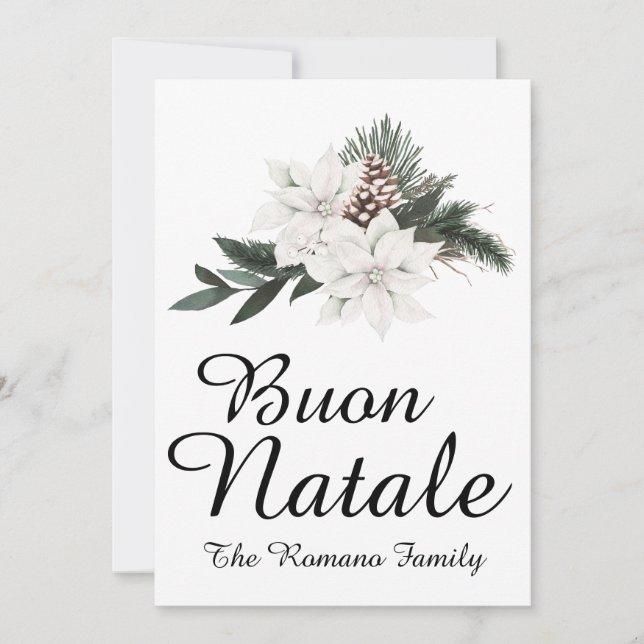 Cartes Pour Fêtes Annuelles Buon Natale Italien Joyeux Noël Floral (Devant)