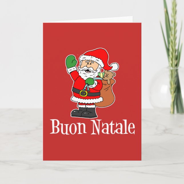 Cartes Pour Fêtes Annuelles Buon Natale Italien Joyeux Noël Père Noël (Devant)