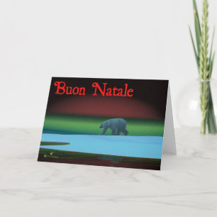Cartes Pour Fêtes Annuelles Buon Natale - Lumières Polaires Ours Polaire