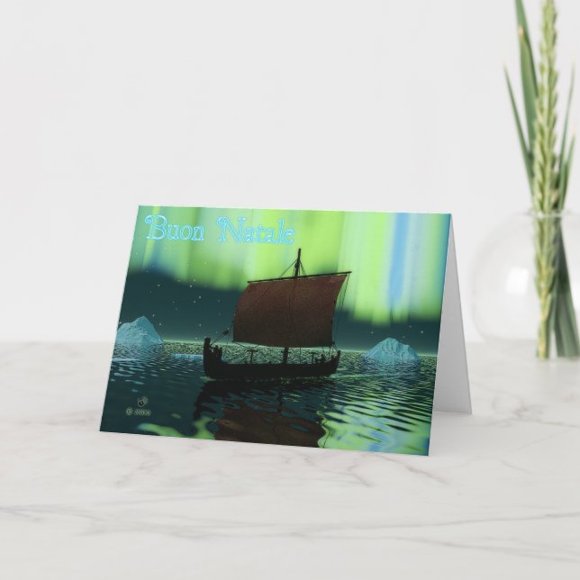 Cartes Pour Fêtes Annuelles Buon Natale - Viking Ship (Devant)