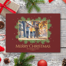 Burgundy Red Christmas Botanical Family Photo