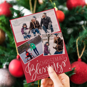 Cartes Pour Fêtes Annuelles Burgundy rouge neiger bénédictions de Noël 3 photo