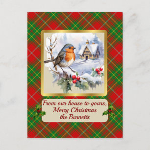 Cartes Pour Fêtes Annuelles Burnett Tartan avec Robin Personnalisé