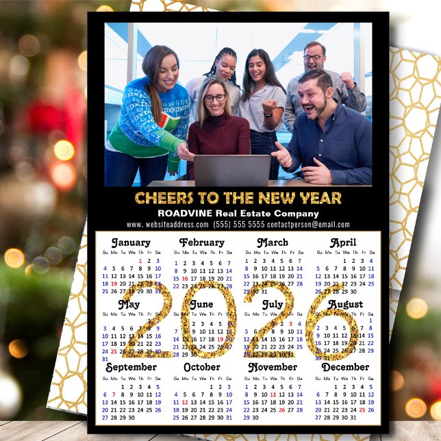 Cartes Pour Fêtes Annuelles Business 2026 Calendrier Parties scintillant moder (Créateur téléchargé)