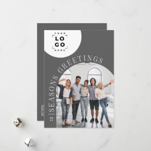 Cartes Pour Fêtes Annuelles Business Arch Photo logo gris Noël