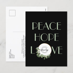 Cartes Pour Fêtes Annuelles Business Custom Logo Moderne Wreath Peace Hope lov