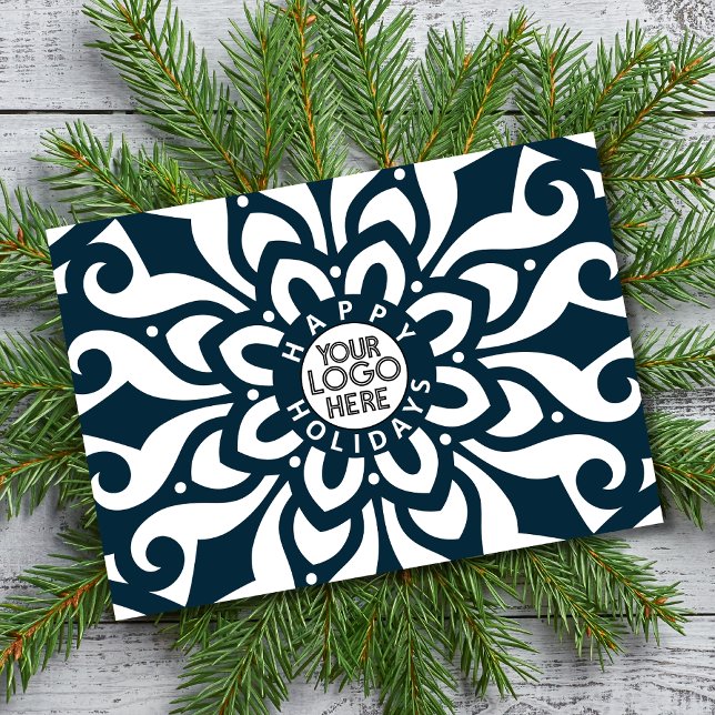 Cartes Pour Fêtes Annuelles Business Joyeux Noël Entreprise Logo Flocon de nei (Créateur téléchargé)