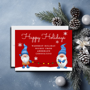Cartes Pour Fêtes Annuelles Business Red Happy Holidays Gnomes Holiday Card