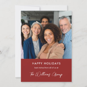 Cartes Pour Fêtes Annuelles Business Style Joyeux Noël Rouge Équipe Photo