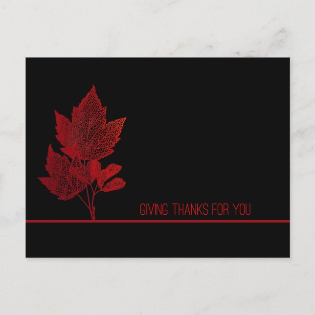 Cartes Pour Fêtes Annuelles Business Thanksgiving Feuilles rouges (Devant)