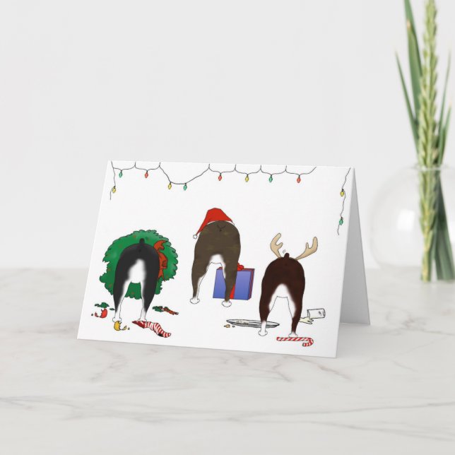 Cartes Pour Fêtes Annuelles Butt A Boston Terrier Christmas (Devant)