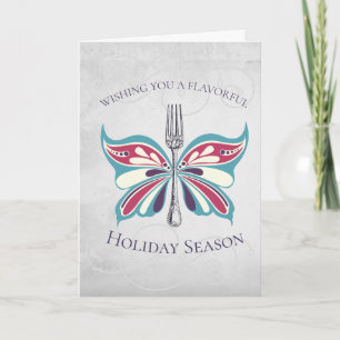 Cartes Pour Fêtes Annuelles Butterfly fork chef catering Christmas card