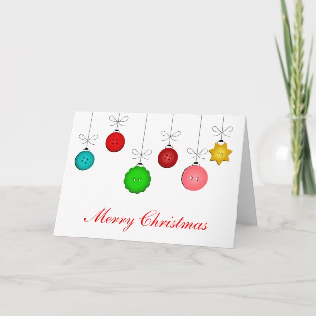 Cartes Pour Fêtes Annuelles Button Ornaments Merry (Devant)