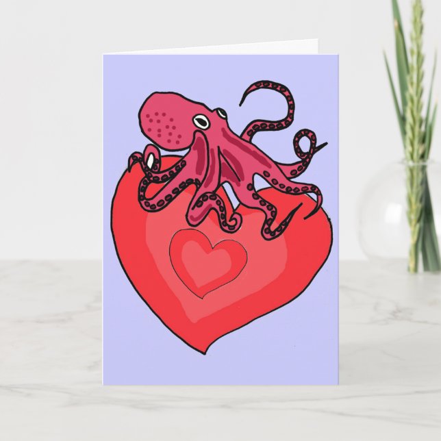 Cartes Pour Fêtes Annuelles BV - Funny Octopus Love Card (Devant)