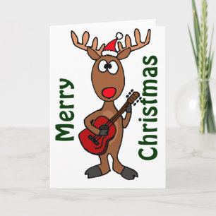 Cartes Pour Fêtes Annuelles BY- Reindeer Jouer de la guitare