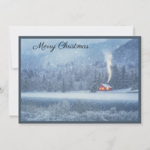 Cartes Pour Fêtes Annuelles Cabane au bord du lac en hiver