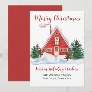 Cartes Pour Fêtes Annuelles Cabane Cosy Cardinal Rouge Gnome Épinette Verte Pe