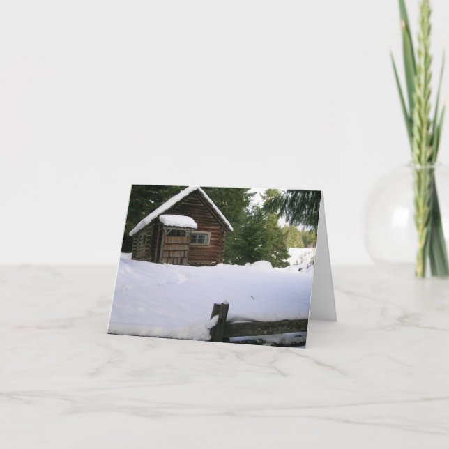 Cartes Pour Fêtes Annuelles Cabane dans les bois enneigés (Devant)