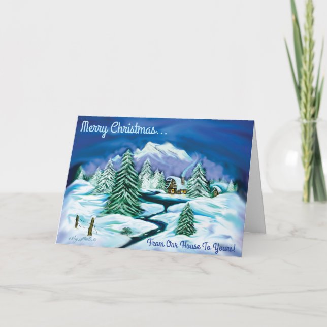 Cartes Pour Fêtes Annuelles Cabane de bois paisible (Devant)