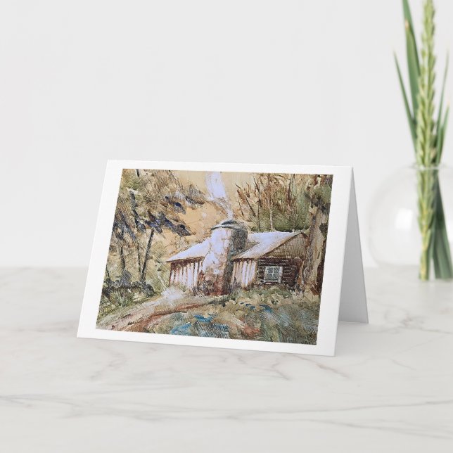 CARTES POUR FÊTES ANNUELLES CABINE DANS LES BOIS-NOËL/NOUVELLE ANNÉE SALUTAIRE (Devant)