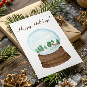 Cartes Pour Fêtes Annuelles Cabine du journal du lobe de neige aquarelle